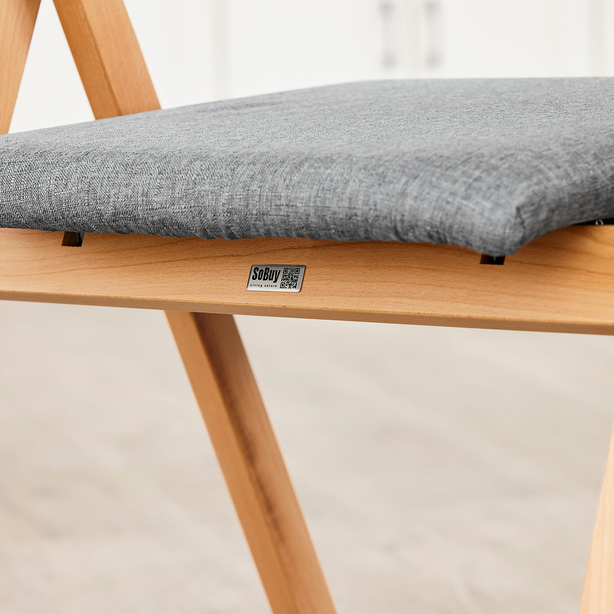 SoBuy FST98-HGx2 Lot de 2 Chaises Pliantes en Bois de Hêtre avec Coussin Déhoussable, Charge 150 kg – Chaises Salle à Manger, Cuisine et Salon, Gris