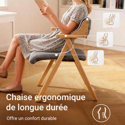 SoBuy FST98-HGx2 Lot de 2 Chaises Pliantes en Bois de Hêtre avec Coussin Déhoussable, Charge 150 kg – Chaises Salle à Manger, Cuisine et Salon, Gris
