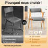 SoBuy FST98-HGx2 Lot de 2 Chaises Pliantes en Bois de Hêtre avec Coussin Déhoussable, Charge 150 kg – Chaises Salle à Manger, Cuisine et Salon, Gris