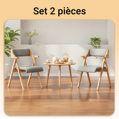 SoBuy FST98-HGx2 Lot de 2 Chaises Pliantes en Bois de Hêtre avec Coussin Déhoussable, Charge 150 kg – Chaises Salle à Manger, Cuisine et Salon, Gris