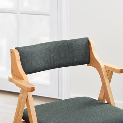 SoBuy FST98-SGx2 Lot de 2 Chaises Pliantes en Bois de Hêtre avec Coussin Déhoussable, Charge 150 kg – Chaises Salle à Manger, Cuisine et Salon, Gris Foncé