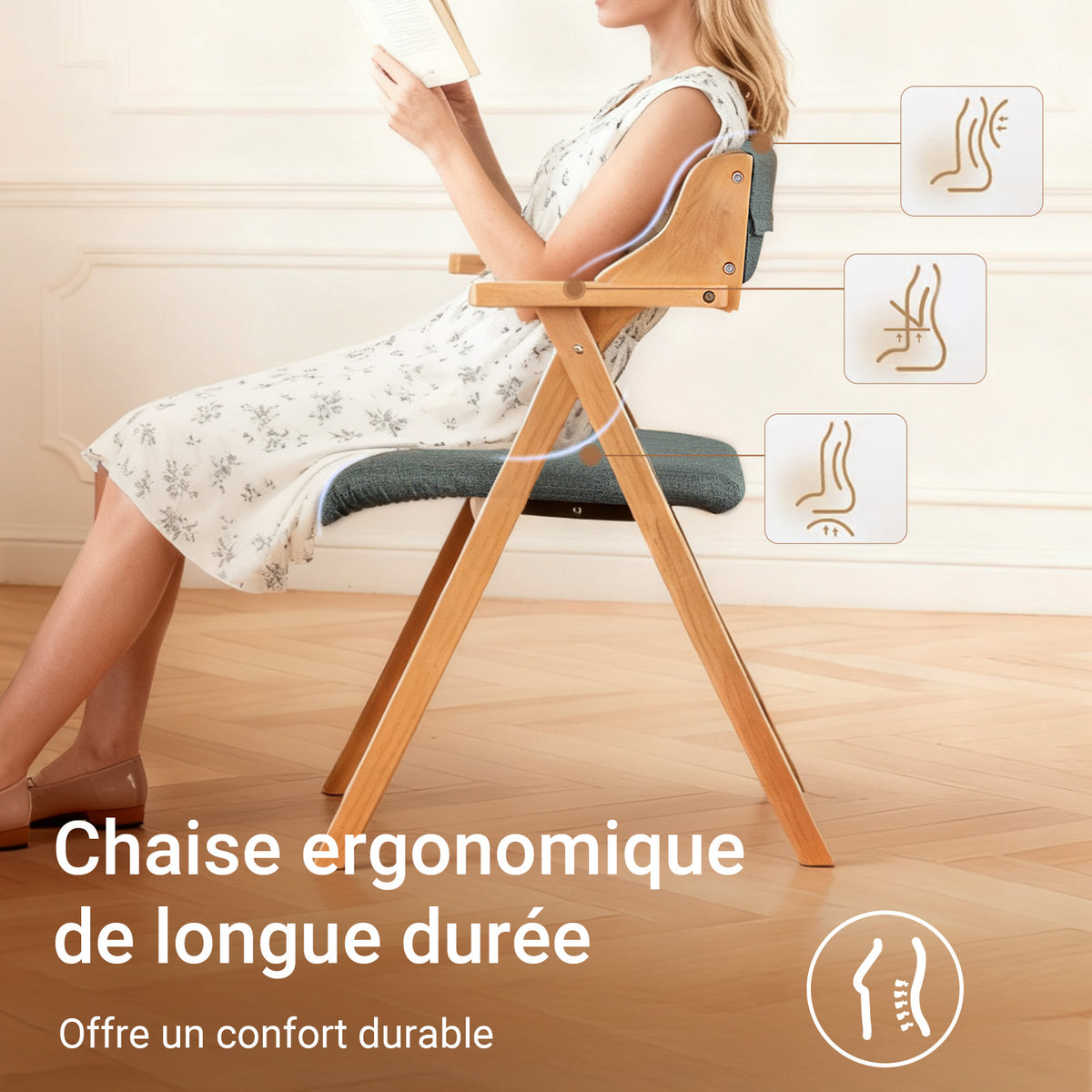 SoBuy FST98-SGx2 Lot de 2 Chaises Pliantes en Bois de Hêtre avec Coussin Déhoussable, Charge 150 kg – Chaises Salle à Manger, Cuisine et Salon, Gris Foncé