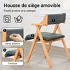 SoBuy FST98-SGx2 Lot de 2 Chaises Pliantes en Bois de Hêtre avec Coussin Déhoussable, Charge 150 kg – Chaises Salle à Manger, Cuisine et Salon, Gris Foncé