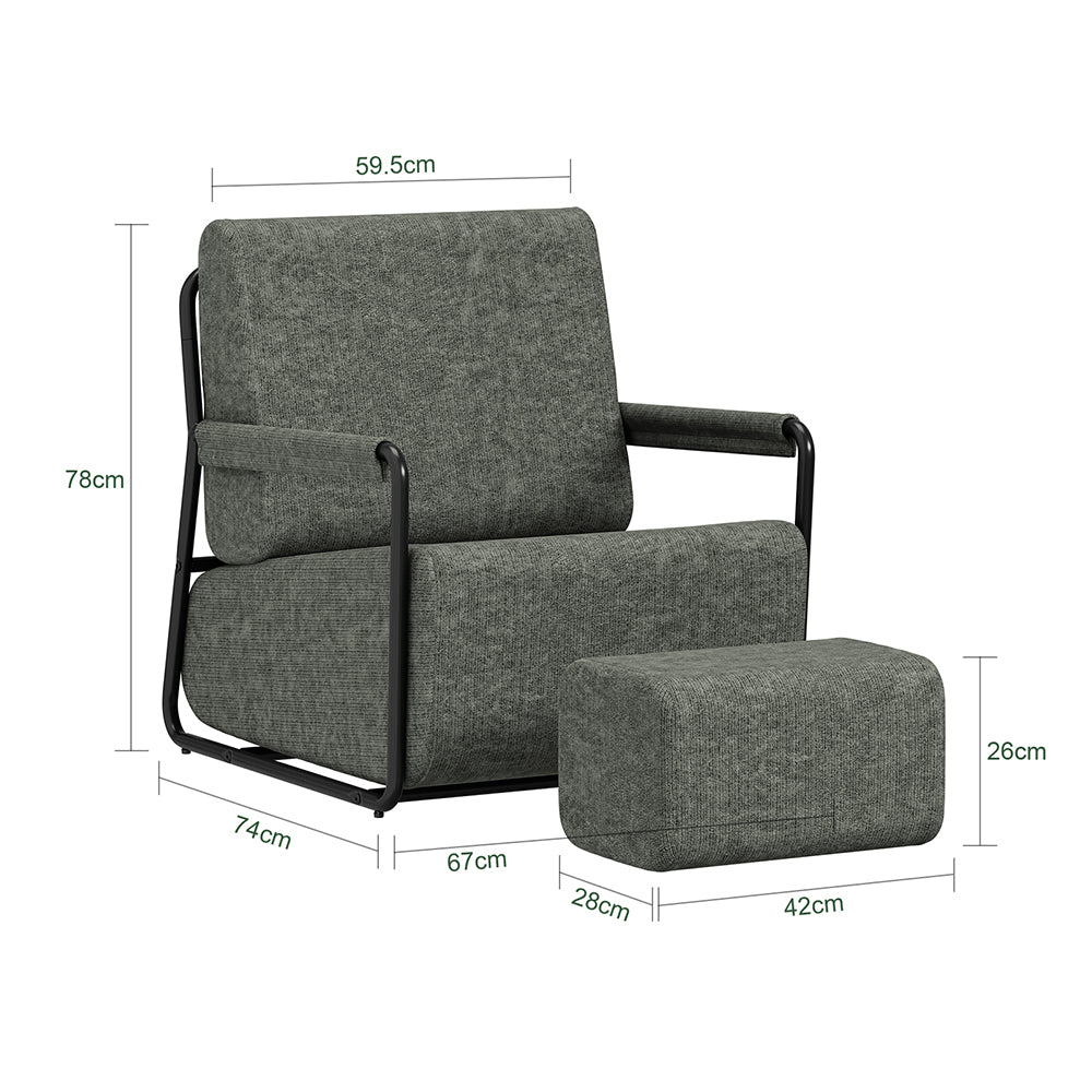 SoBuy FST99-DG Fauteuil Relax en Velours Gris avec Repose-Pieds Indépendant – Salon, Chambre, Bureau – 74×67×78 cm, Gris Foncé