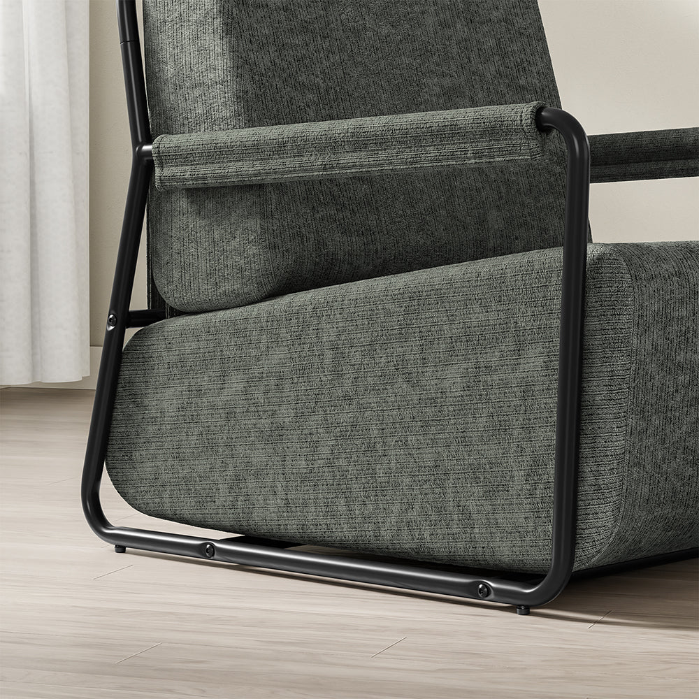 SoBuy FST99-DG Fauteuil Relax en Velours Gris avec Repose-Pieds Indépendant – Salon, Chambre, Bureau – 74×67×78 cm, Gris Foncé