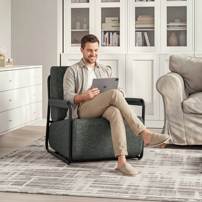 SoBuy FST99-DG Fauteuil Relax en Velours Gris avec Repose-Pieds Indépendant – Salon, Chambre, Bureau – 74×67×78 cm, Gris Foncé