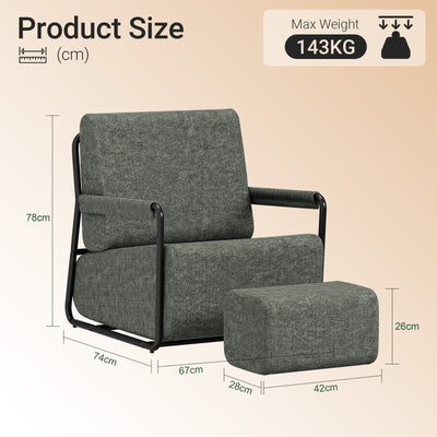 SoBuy FST99-DG Fauteuil Relax en Velours Gris avec Repose-Pieds Indépendant – Salon, Chambre, Bureau – 74×67×78 cm, Gris Foncé