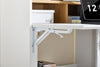 SoBuy FWT109-WN Bureau pliant gain de place 63 cm avec 2 tiroirs et étagères – Blanc et bois