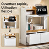 SoBuy FWT109-WN Bureau pliant gain de place 63 cm avec 2 tiroirs et étagères – Blanc et bois
