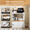 SoBuy FWT109-WN Bureau pliant gain de place 63 cm avec 2 tiroirs et étagères – Blanc et bois