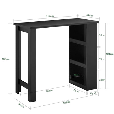 SoBuy FWT17-II-SCH Table de Bar Haute de Cuisine Table Mange Debout pour Petits Espaces, Bar pour Cuisine, Salon, Bureau ou Bar à Café Noire 112 x 57 x 106 cm