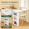 SoBuy FWT17-II-W Table de Bar Table Haute de Cuisine Table Mange Debout pour Petits Espaces, Bar pour Cuisine, Salon, Bureau ou Bar à Café Blanche 112 x 57 x 106 cm