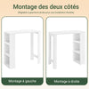 SoBuy FWT17-II-W Table de Bar Table Haute de Cuisine Table Mange Debout pour Petits Espaces, Bar pour Cuisine, Salon, Bureau ou Bar à Café Blanche 112 x 57 x 106 cm