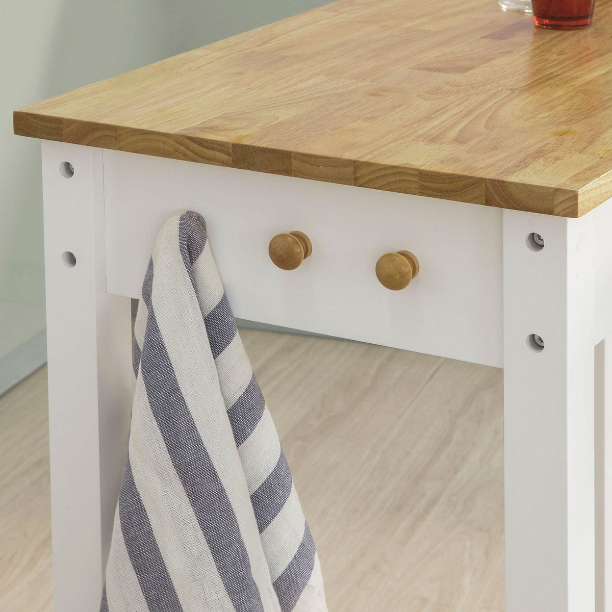 SoBuy FWT50-WN Set de 1 Table + 2 Tabourets Ensemble Table de Bar bistrot + 2 tabourets avec Repose-Pieds Table Mange-Debout Table Haute Cuisine – Blanc Naturel