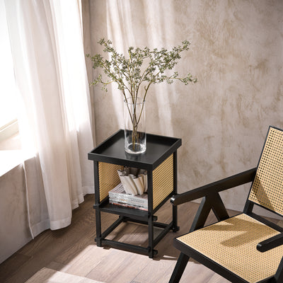 SoBuy HFBT03-SCH Table d'appoint Design, Table Basse Carrée, Bout de Canapé, Table de Chevet avec Compartiment Ouvert