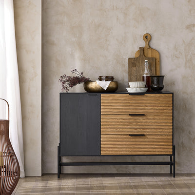 SoBuy HFSB02-SCH Buffet Bas, Commode Armoire de Rangement, Buffet Bahut, 114x40x83cm