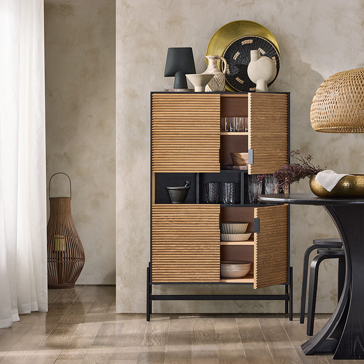 SoBuy HFSB03-SCH Buffet de Cuisine, Armoire de Cuisine, Vaisselier Cuisine, avec 3 Compartiments Ouverts, 84 x 40 x 132 cm