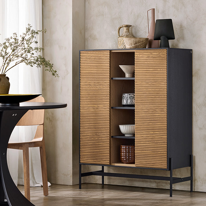 SoBuy HFSB04-SCH Buffet Commode Armoire de Rangement 92 x 40 x 119 cm, Noir Naturel