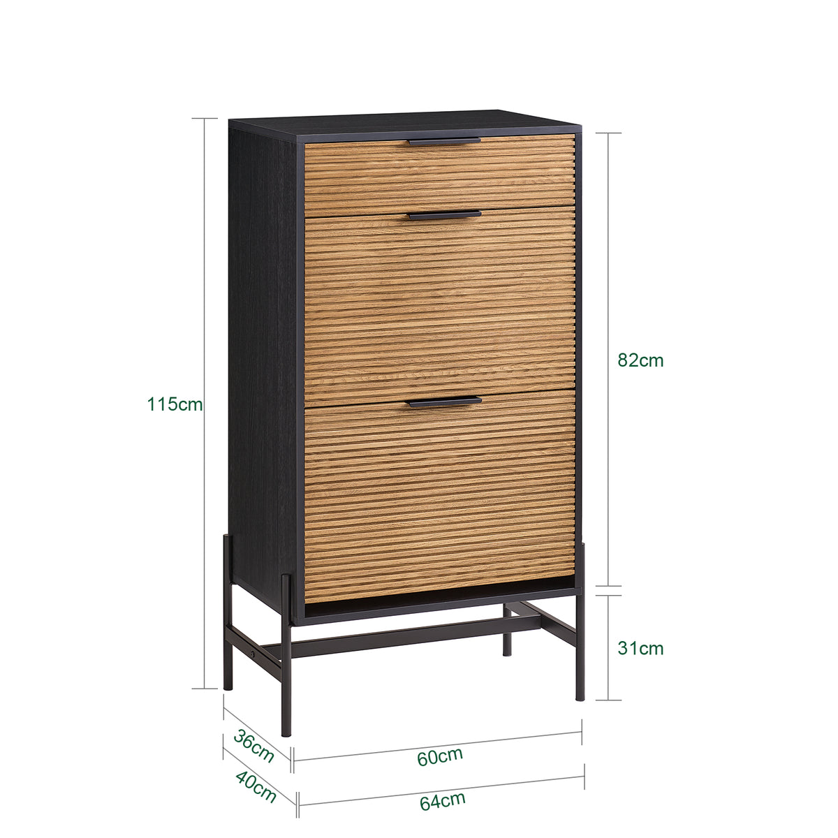 SoBuy HFSR03-SCH Meuble à Chaussures, Meuble d'entrée à Chaussures,  avec 1 Tiroirs et 2 Abattants