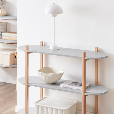 SoBuy HSTR01-H-HG Console d’Entrée avec 3 Niveaux, pour Salon et Chambre, Rangement Optimisé, Design Fonctionnel, Usage Quotidien – L100×P33×H88 cm, Bois, Gris