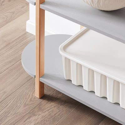SoBuy HSTR01-H-HG Console d’Entrée avec 3 Niveaux, pour Salon et Chambre, Rangement Optimisé, Design Fonctionnel, Usage Quotidien – L100×P33×H88 cm, Bois, Gris