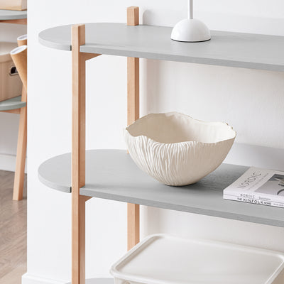 SoBuy HSTR01-H-HG Console d’Entrée avec 3 Niveaux, pour Salon et Chambre, Rangement Optimisé, Design Fonctionnel, Usage Quotidien – L100×P33×H88 cm, Bois, Gris