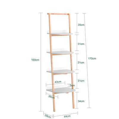SoBuy HSTR02-K-HG Bibliothèque avec 4 Niveaux, pour Salon et Chambre, Rangement Optimisé, Design Fonctionnel, Usage Quotidien, Pratique – L44×P39×H169 cm, Gris