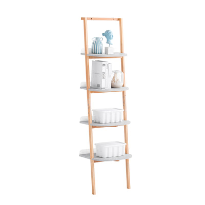 SoBuy HSTR02-K-HG Étagère Échelle, Bibliothèque à 4 Niveaux, Étagère de Rangement, Meuble de Rangement sur Pieds, Bibliothèqu
