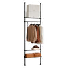 SoBuy KLS07-SCH Portant à vêtements télescopique solide - Penderie ouverte réglable avec tringles et étagères, Porte manteau 
