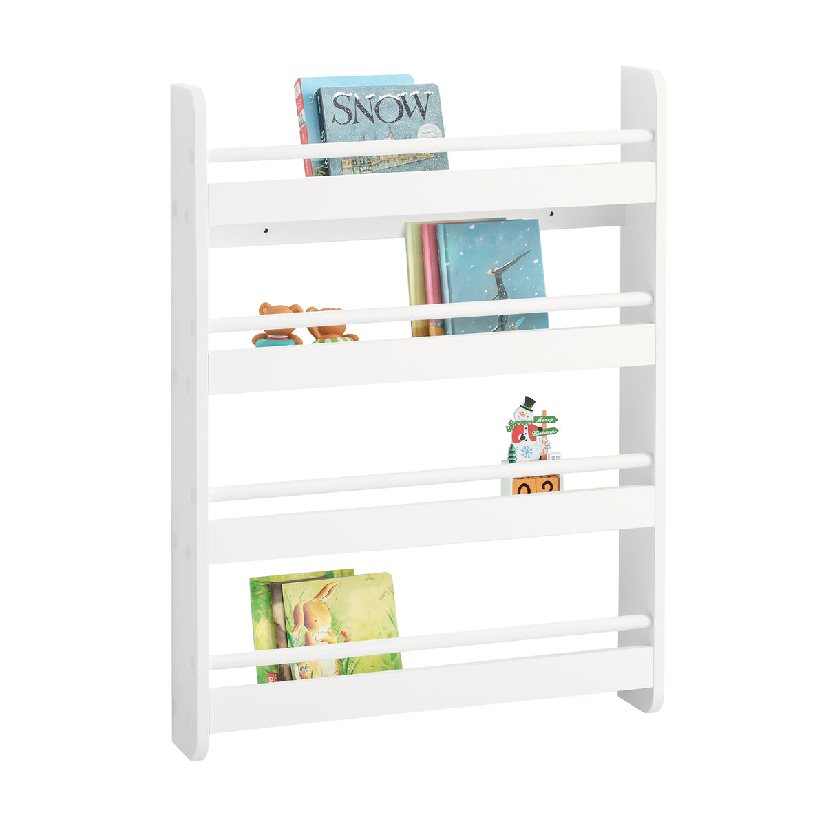 SoBuy KMB08-K-W Bibliothèque Murale Étagère à Livres Enfants Étagère de Rangement avec 4 Étages - Blanc