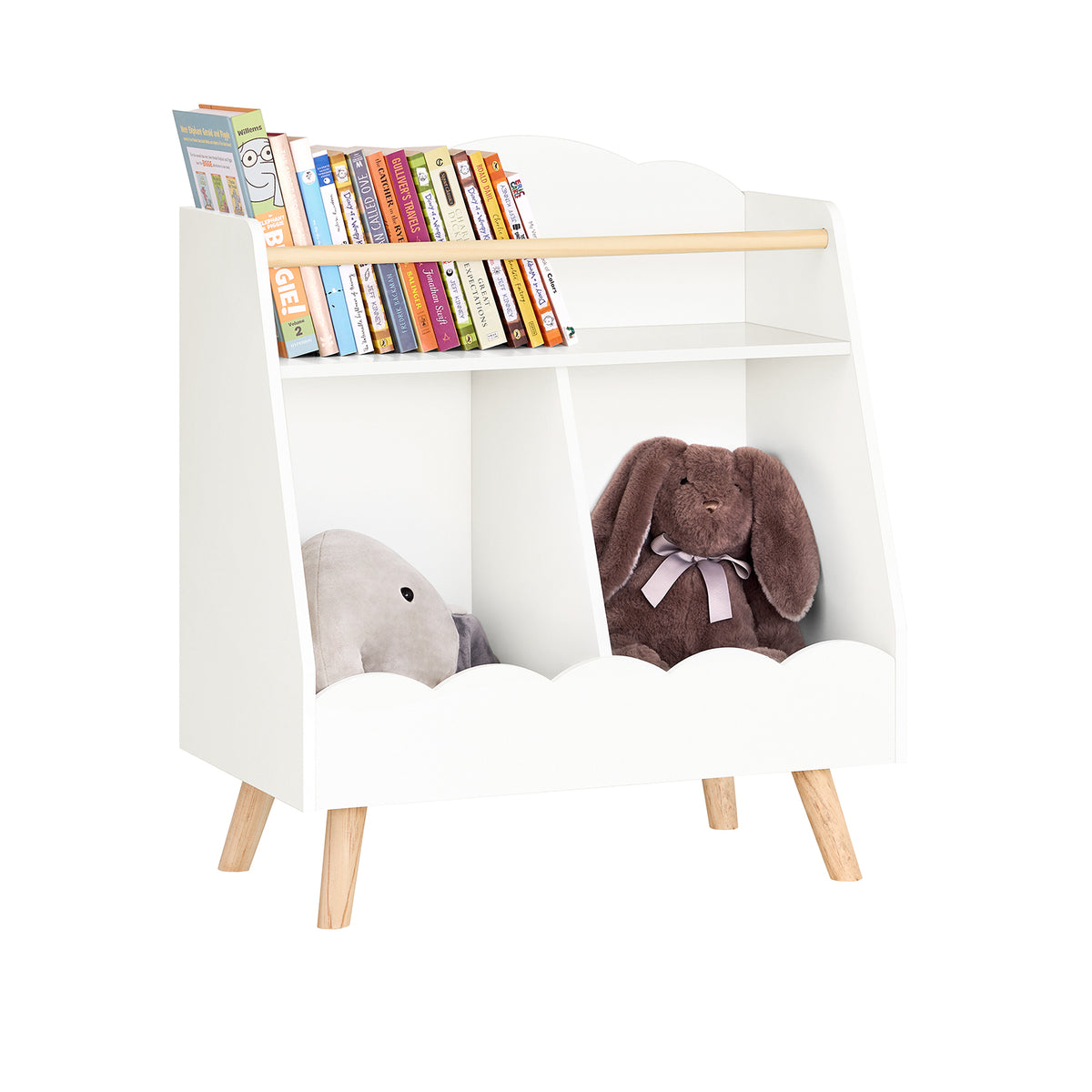 SoBuy KMB100-K-W Bibliothèque Enfant, Étagère à Livres, Étagère de Rangement Jouets pour Enfants,  2 Compartiments Ouverts