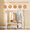 SoBuy KMB110-W Portant à Vêtements Enfant, Penderie pour Enfants, Garde-Robe Enfants, Étagère à Vêtement