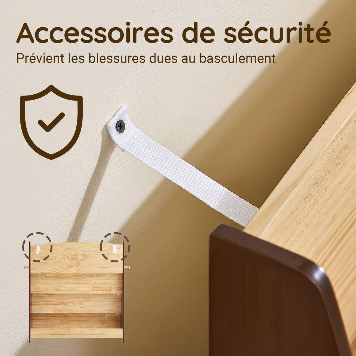 SoBuy KMB32-N Bibliothèque Enfant 4 Niveaux avec 2 Crochets – Meuble Rangement Chambre Enfant – Bois Naturel