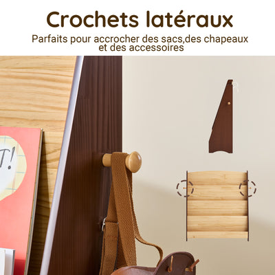 SoBuy KMB32-N Bibliothèque Enfant 4 Niveaux avec 2 Crochets – Meuble Rangement Chambre Enfant – Bois Naturel
