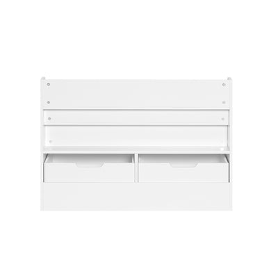 SoBuy KMB66-W Coffre de Rangement Enfants, Banc de Rangement pour Enfants avec Bibliothèque, 2 Tiroirs sur roulettes et Coussin d'assise, 100 x 45 x 70 cm, Blanc