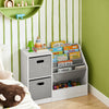 SoBuy KMB76-W Bibliothèque Enfants, Organisateur Jouets et Livres, Étagère de Rangement pour Enfants avec 2 Paniers, 5 Étagères et 1 Compartiment