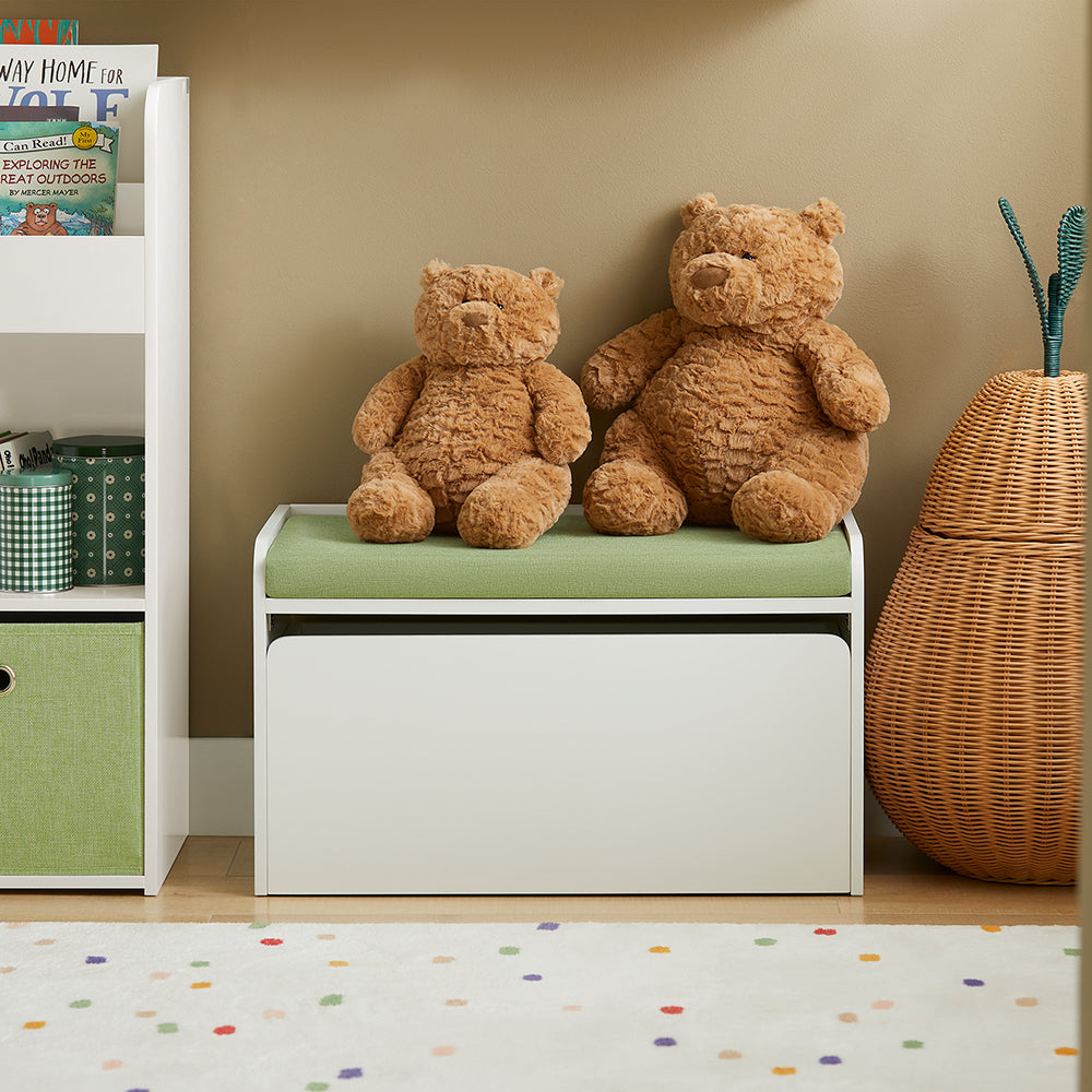 SoBuy KMB80-W Banc Coffre de Rangement 2 en 1, avec 1 Tiroir à roulettes et Assise Coussin Rembourré