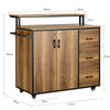 SoBuy KNL02-PF Îlot Central de Cuisine avec 2 Portes, 3 Tiroirs, 1 Porte et 1 Étagère, pour Cuisine et Salle à Manger, Rangement Optimisé – L113×P69×H106 cm
