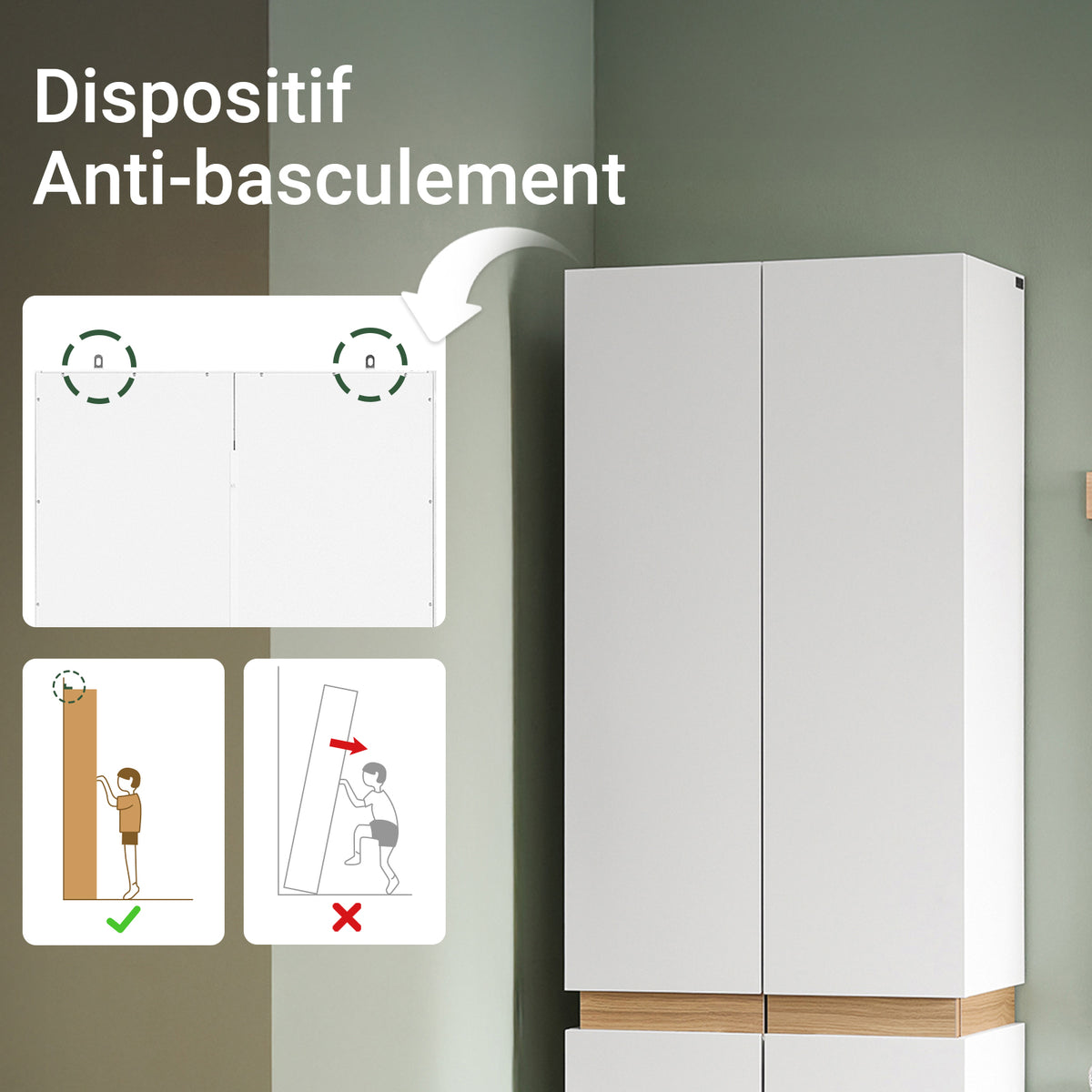 SoBuy KSB01-W Armoire Faible Profondeur 30 cm – Dressing Gain de Place, Penderie Intégrée, Blanc