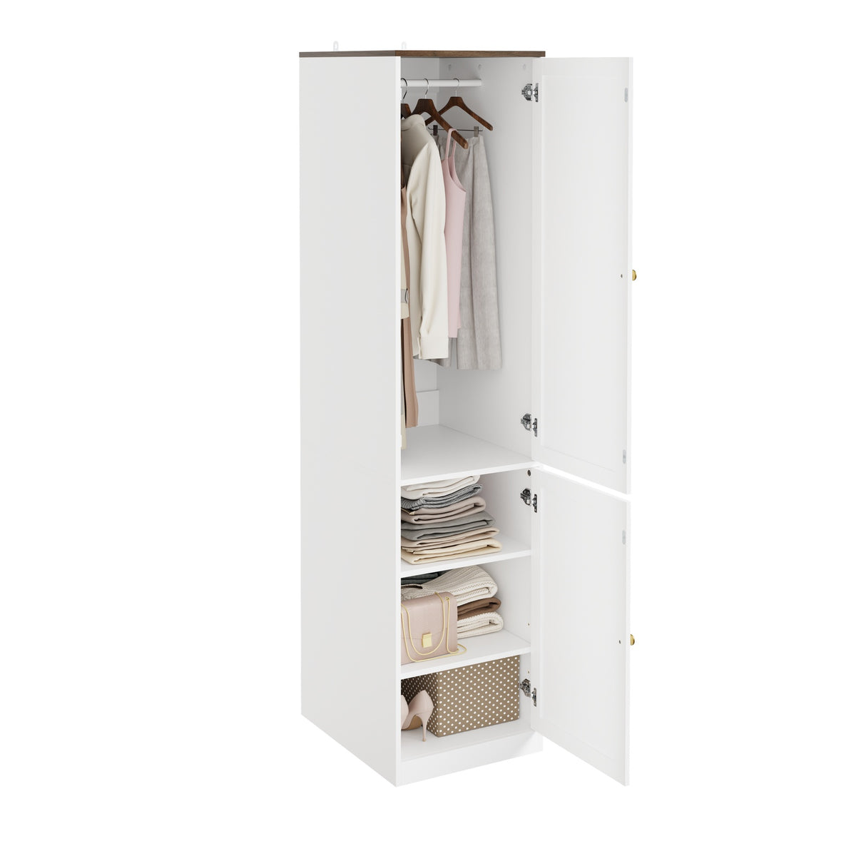 SoBuy KSB03-W Armoire Penderie 2 Portes pour Chambre – Penderie et 3 Étagères, Anti-Basculement – 45×55×187 cm, Blanc