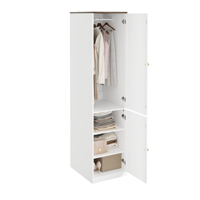 SoBuy KSB03-W Armoire Penderie 2 Portes pour Chambre – Penderie et 3 Étagères, Anti-Basculement – 45×55×187 cm, Blanc