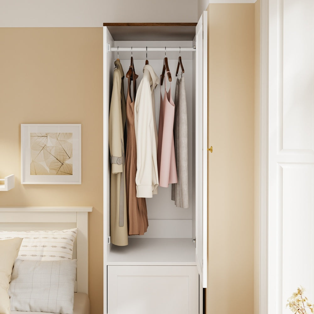 SoBuy KSB03-W Armoire Penderie 2 Portes pour Chambre – Penderie et 3 Étagères, Anti-Basculement – 45×55×187 cm, Blanc