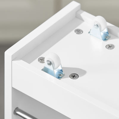 SoBuy NSR01-W Chariot de Rangement avec Roues et 4 Niveaux, Format Compact, Rangement Optimisé, Design Fonctionnel, Usage Quotidien – L60×P18×H82 cm, Blanc