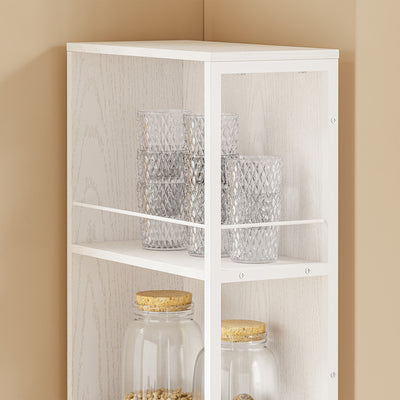 SoBuy NSR13-WG Chariot de Rangement Étroit 20 cm sur Roulettes, 170 cm de Haut, 3 Tiroirs et 3 Étagères, Barres Anti-chute – Blanc