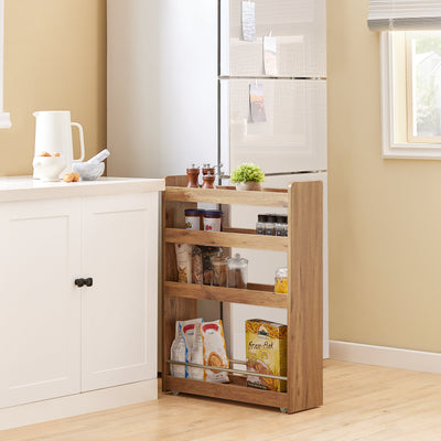 SoBuy NSR01-PF Étagère de Niche à roulettes en Bois Meuble de Rangement Cuisine Salle de Bain Chariot Placard Alcôve