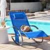 SoBuy OGS28-KBx2 Lot de 2 Chaise Longue Transat de Jardin Bascule avec Appui-tête Réglable et Pochette latérale
