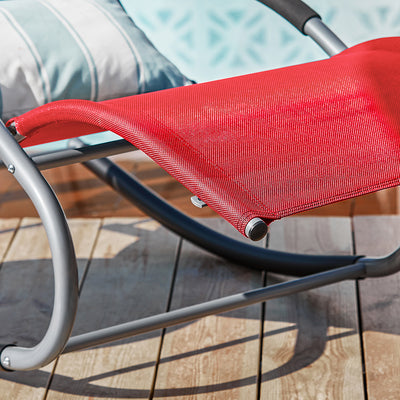 SoBuy OGS28-Rx2 Lot de 2 Chaise Longue Transat de Jardin Bascule avec Appui-tête Réglable et Pochette latérale
