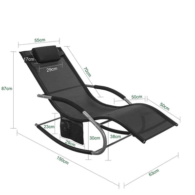 SoBuy OGS28-SCHx2 Lot de 2 Chaise Longue Transat de Jardin Bascule avec Appui-tête Réglable et Pochette latérale