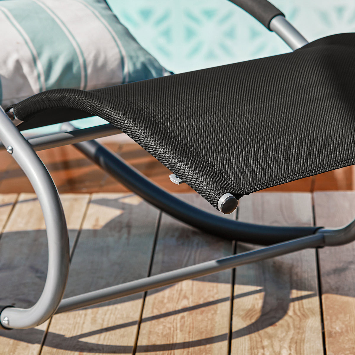 SoBuy OGS28-SCHx2 Lot de 2 Chaise Longue Transat de Jardin Bascule avec Appui-tête Réglable et Pochette latérale
