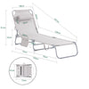 SoBuy OGS35-MI Transat de Jardin Pliable avec Oreiller et Poche Latérale, Chaise Longue Relax, Confortable, Design Fonctionnel – L155×P56×H81 cm, Beige